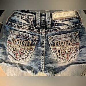 Rock Revival Denim Shorts with Distressed Details